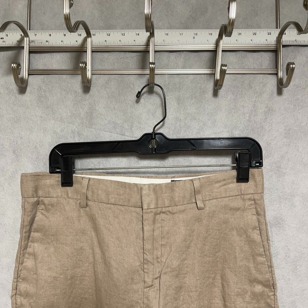H&M Pants Men 30 R Beige Brown Linen Slim Academia Vacation Slacks Trouser Dress